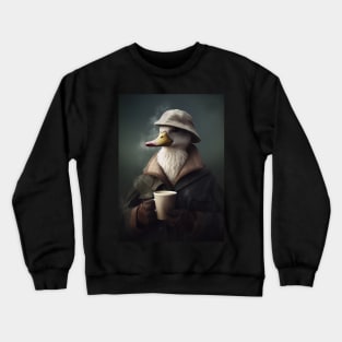 Coffee Lover Duck in Suit and Hat Crewneck Sweatshirt